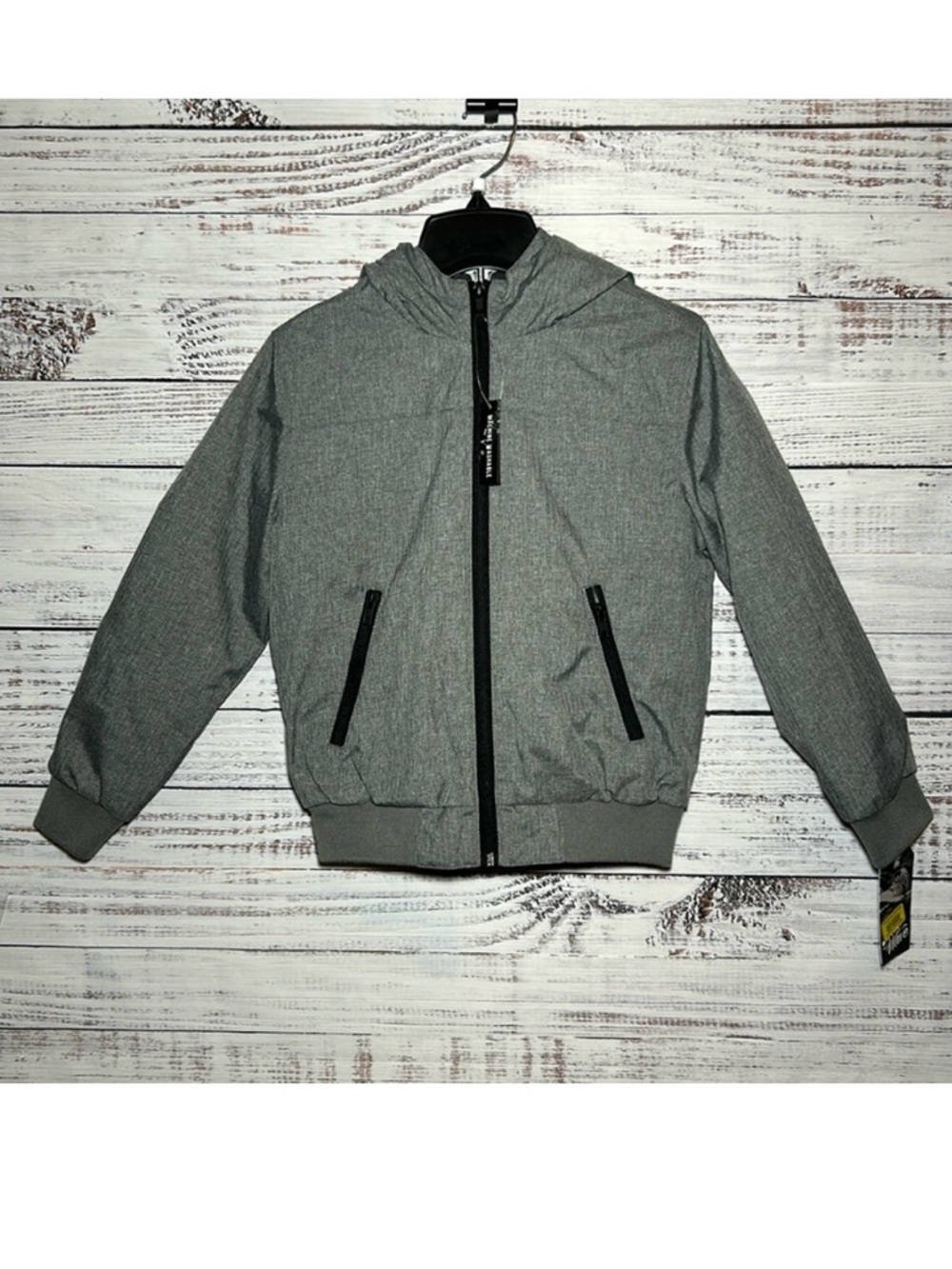 First Wave Gray Jacket Thick Zip Up Hood Size 8 NWT